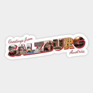 Greetings from Salzburg in Austria Vintage style retro souvenir Sticker